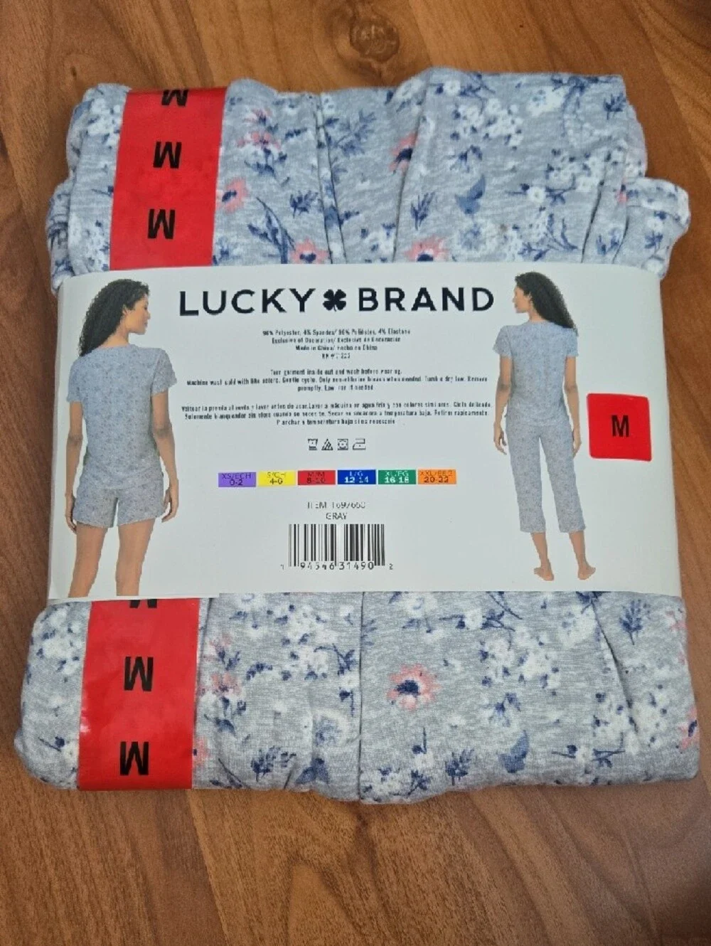 Lucky Brand Light Heather Gray Floral 3-Piece Pajama Set - Picture 2 of 2